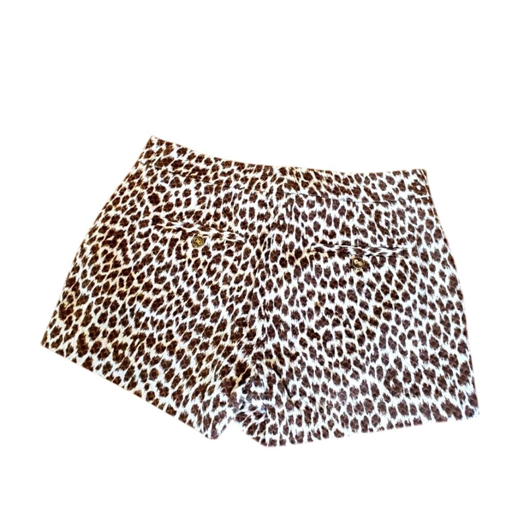 C. Wonder‎ Womens Leopard Animal Print Pique Chino Shorts Brown Tan Size 2